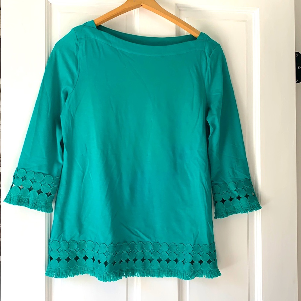 Talbots turquoise knit top